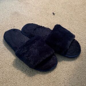 LOFT Navy Blue Fuzzy Slippers